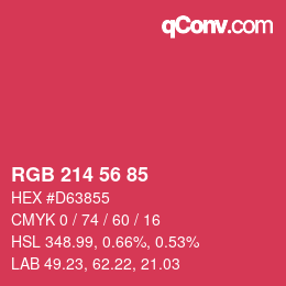 Color code: RGB 214 56 85 | qconv.com