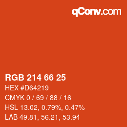 Color code: RGB 214 66 25 | qconv.com