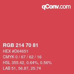 Color code: RGB 214 70 81 | qconv.com