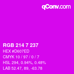 カラーコード: RGB 214 7 237 | qconv.com