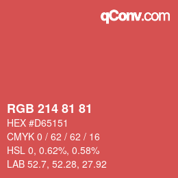 カラーコード: RGB 214 81 81 | qconv.com