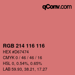 Code couleur: RGB 214 116 116 | qconv.com