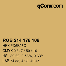 Color code: RGB 214 178 108 | qconv.com