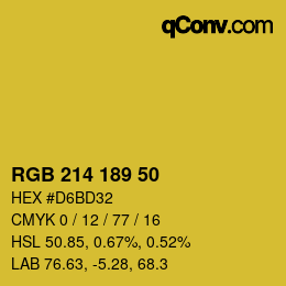 Código de color: RGB 214 189 50 | qconv.com