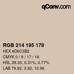 Color code: RGB 214 195 178 | qconv.com