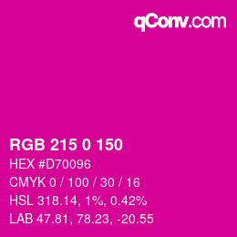 Color code: RGB 215 0 150 | qconv.com