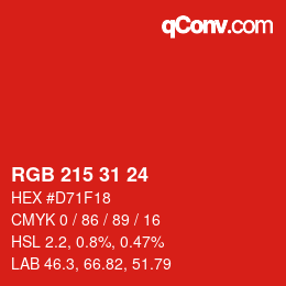 Color code: RGB 215 31 24 | qconv.com