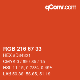 Color code: RGB 216 67 33 | qconv.com