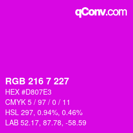 カラーコード: RGB 216 7 227 | qconv.com