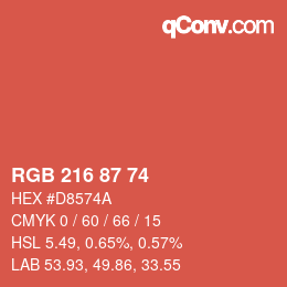 Código de color: RGB 216 87 74 | qconv.com