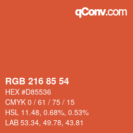 Código de color: RGB 216 85 54 | qconv.com