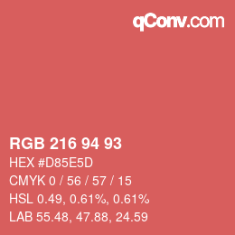 カラーコード: RGB 216 94 93 | qconv.com