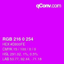 Color code: RGB 216 0 254 | qconv.com