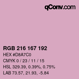 Color code: RGB 216 167 192 | qconv.com