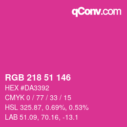 Código de color: RGB 218 51 146 | qconv.com