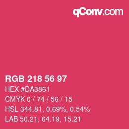 Color code: RGB 218 56 97 | qconv.com