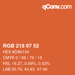 Código de color: RGB 218 97 52 | qconv.com