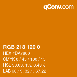 Código de color: RGB 218 120 0 | qconv.com