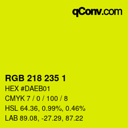 Code couleur: RGB 218 235 1 | qconv.com