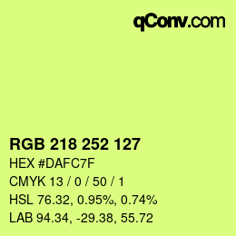 Farbcode: RGB 218 252 127 | qconv.com