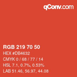 Código de color: RGB 219 70 50 | qconv.com