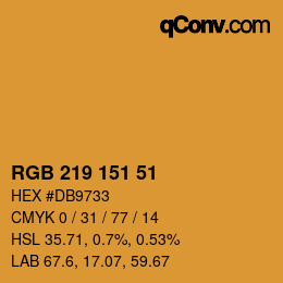 Color code: RGB 219 151 51 | qconv.com