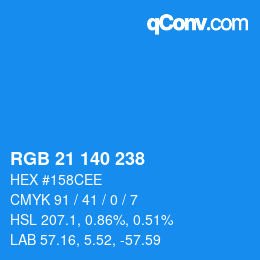 カラーコード: RGB 21 140 238 | qconv.com