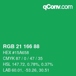 Color code: RGB 21 166 88 | qconv.com