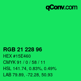 Color code: RGB 21 228 96 | qconv.com