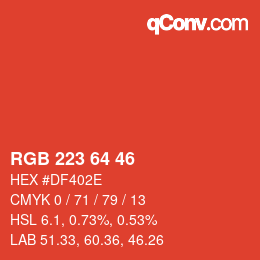 Código de color: RGB 223 64 46 | qconv.com