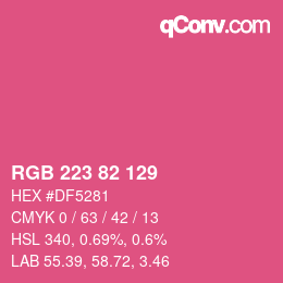 カラーコード: RGB 223 82 129 | qconv.com