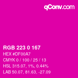 カラーコード: RGB 223 0 167 | qconv.com