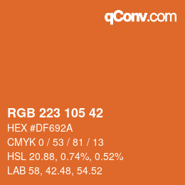 Color code: RGB 223 105 42 | qconv.com