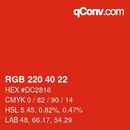 Code couleur: RGB 220 40 22 | qconv.com