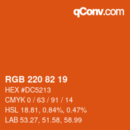 カラーコード: RGB 220 82 19 | qconv.com