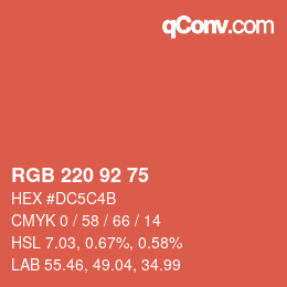 Color code: RGB 220 92 75 | qconv.com