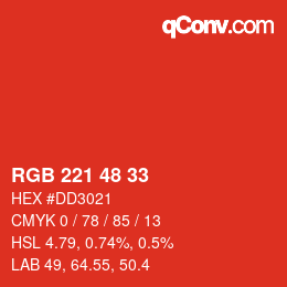 Color code: RGB 221 48 33 | qconv.com