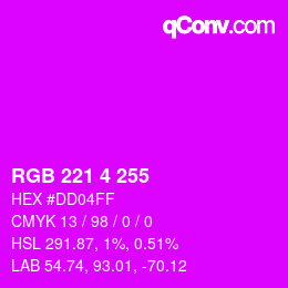 Color code: RGB 221 4 255 | qconv.com