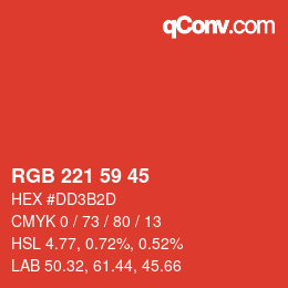 Color code: RGB 221 59 45 | qconv.com