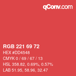 Color code: RGB 221 69 72 | qconv.com