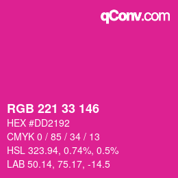 Code couleur: RGB 221 33 146 | qconv.com