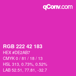 カラーコード: RGB 222 42 183 | qconv.com