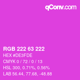 Code couleur: RGB 222 63 222 | qconv.com