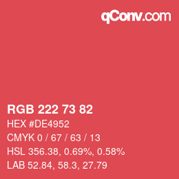 Color code: RGB 222 73 82 | qconv.com