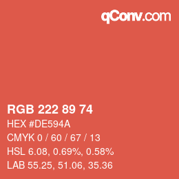 Color code: RGB 222 89 74 | qconv.com