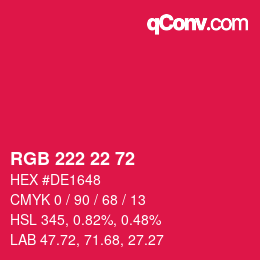 Código de color: RGB 222 22 72 | qconv.com