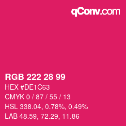 Código de color: RGB 222 28 99 | qconv.com