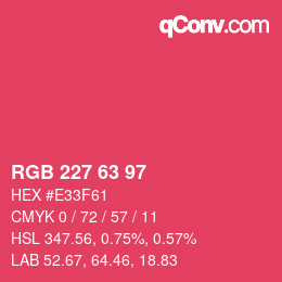 Color code: RGB 227 63 97 | qconv.com