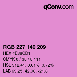 Code couleur: RGB 227 140 209 | qconv.com