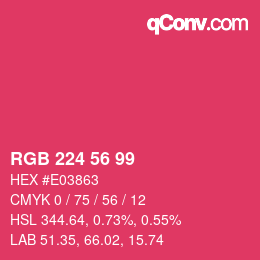 Color code: RGB 224 56 99 | qconv.com